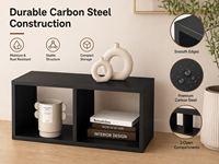 Armoire de rangement moderne en acier au carbone à 2 compartiments avec étagères ouvertes, organisateur compact et peu encombrant pour salon et chambre à coucher
