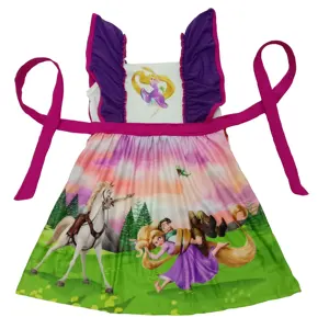 Эксклюзивное праздничное летнее платье принцессы для маленьких девочек юбка длиной до колен с платье принцессы с принтом с героями мультфильмов От 0 до 16 лет вечернее платье для девочек, в наличии