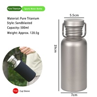 Bouteille d'eau en titane pur, légère, sans danger pour les aliments, étanche, écologique, portable, pour le cyclisme, le camping, les voyages, et compatible avec l'eau bouillante