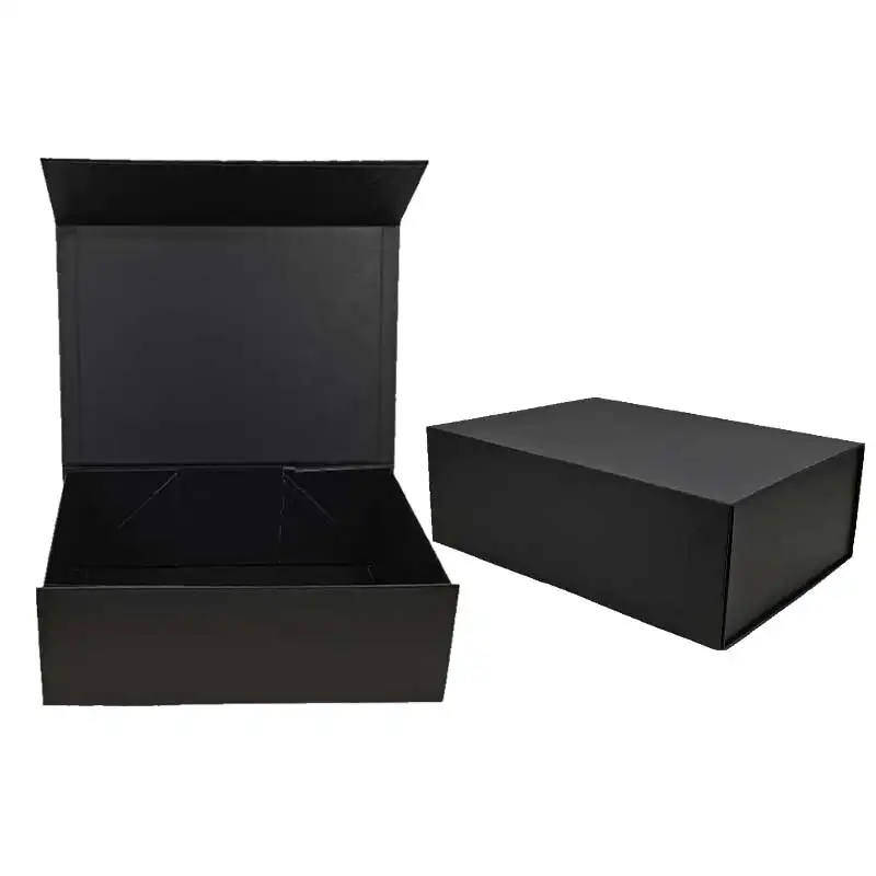Black Cardboard Box Packaging Wholesale Large Black Custom Logo Paper Shoes Gift Boxes Luxury Magnetic Cardboard Packaging With Magnet