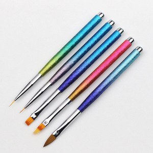 Lot de 5 pinceaux en nylon pour nail art, pinceaux plats, à découper, à motifs dentelés et à fleurs pour la conception de gels UV - Product Image 2