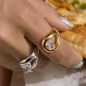 Elegant Zircon <b>Ring</b> Inlay Prong Setting Oval Shape Women's Fashion Jewelry Gift Stainless Steel <b>Titanium</b> Steel <b>Ring</b> - Product Image 4