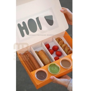 Frittelle ecologiche Churros Friendly salsa vassoio scatola torta patatine fritte ciambelle biscotti Sushi Brownie carta porta via scatola di imballaggio - Product Image 2