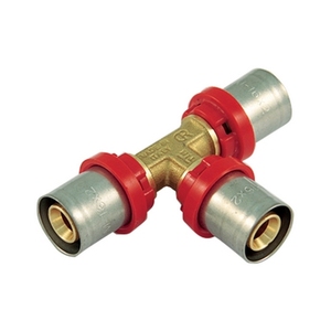 Raccordo a T compatto a pressione 16 x 2.0 per collegamento idraulico di tubi multistrato - Product Image 1