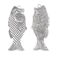 Pendentif en alliage en forme d'arête de poisson de grande taille, couleur rétro, pour collier DIY, accessoire de bijouterie, vêtements