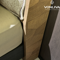 Lit double de luxe Vonliva, cadre de lit King/Queen avec rangement, design moderne personnalisable, revêtement en lin, garantie de 2 ans
