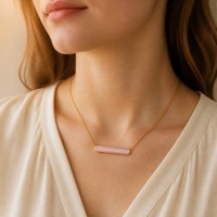 Collier en coquillage naturel plaqué or, prêt à expédier, avec pendentif en acier inoxydable, Bijoux Acier Inoxydable