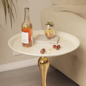 Modern <b>Round</b> <b>Side</b> <b>Table</b> Luxury Tray Top Accent <b>Table</b> Tulip Metal Base Corner Coffee <b>Table</b> for Living Room Salon Waiting Area - Product Image 3