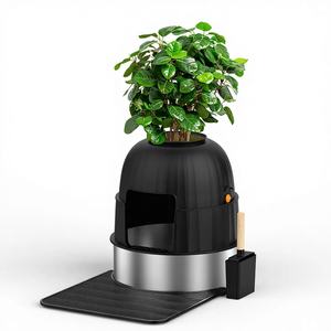 Bac à litière pour chat en forme <span class=keywords><strong>de</strong></span> <span class=keywords><strong>pot</strong></span> <span class=keywords><strong>de</strong></span> fleurs, style <span class=keywords><strong>pot</strong></span> <span class=keywords><strong>de</strong></span> fleurs, facile à nettoyer, désodorisant, entièrement fermé, toilette pour chat extra large - Product Image 1