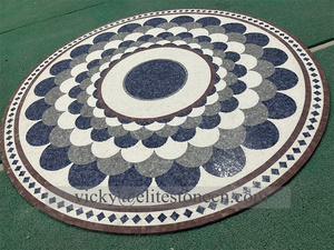Médaillon en mosaïque de marbre classique avec motifs en mosaïque de marbre entièrement faits à la main pour la conception de sols de hall d'hôtel de luxe - Product Image 5