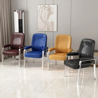Chaise de bureau moderne simple à quatre pattes de conférence Bureau de réception Personnel avant Ordinateur Chaise en cuir