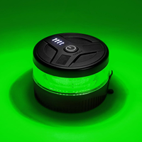 Luz Estroboscópica Verde con Batería, Base Magnética, Portátil, Recargable por USB-C, 12V/24V DC, 7 Modos de Destello, Luz de Advertencia