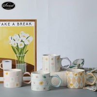 Tasses à café en céramique gaufrée irrégulière coréenne Ins vente en gros fille coeur papillon rose cadeau tasse de fleurs en céramique pour l'Europe