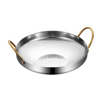 Yolecen martelé en acier inoxydable épaissi Pot commercial coréen à double oreille marmite Sukiyaki assiette pot à soupe pour fruits de mer