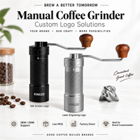 Moulin à café manuel de précision Kingze, acier inoxydable, meule conique, entièrement métallique, pour usage domestique, café, commercial, vente en gros