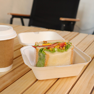 Kotak Makan Siang Bagasse 5-Inci Ramah Lingkungan & Dapat Dikomposkan dari Green Olive untuk Kemasan Makanan Cepat Saji & Bawa Pulang & Kotak Hamburger Kertas - Product Image 3