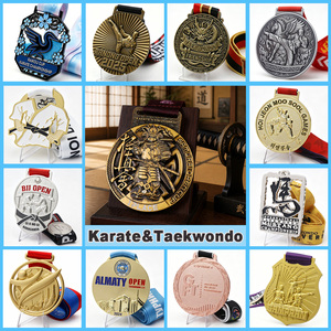 Médaille de récompense personnalisée de Jiu-Jitsu brésilien, en relief 3D, en métal finition argent, pour <span class=keywords><strong>arts</strong></span> martiaux, avec ruban, OEM ODM - Product Image 2