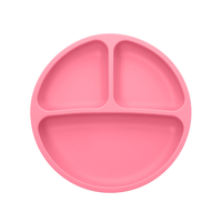 Assiette à compartiments en silicone pour bébé, vaisselle ronde à succion pour enfants, ensemble d'alimentation en silicone pour bébés