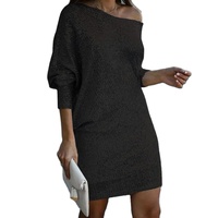 Haute qualité robe à une épaule col inclinable robe de soirée portefeuille à la mode meilleur ajustement paillettes Sexy robe de boîte de nuit