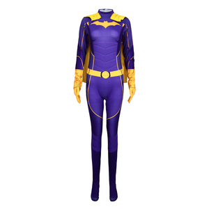 Costume de cosplay Batwoman pour adulte, violet et jaune, ensemble complet, pour Halloween, jeu de rôle, spectacle sur scène, en polyester et soie de lait - Product Image 5