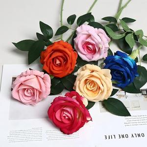 ดอกกุหลาบกำมะหยี่ขนาดใหญ่ ก้านเดี่ยว ดอกไม้ประดิษฐ์ ดอกไม้ตกแต่ง - Product Image 1