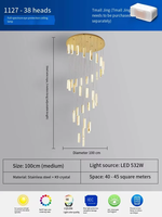 Villa hall d'entrée luxe grand lustre LED en cristal lampe vague forme pendentif lumière personnalité pour Villa escalier hôtel