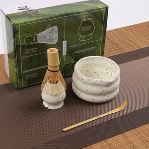 日本の抹茶セットボックス竹泡立て器セラミックボウルスタンド高品質抹茶アクセサリー7ピース - Product Image 2