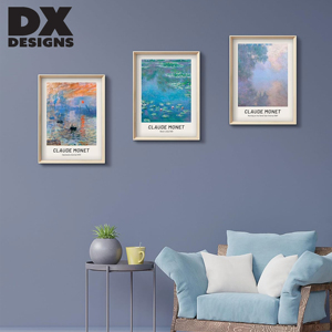 Lot de 3 tableaux encadrés 30x40 cm Claude Monet, <span class=keywords><strong>Impression</strong></span> Sunrise, Nénuphars, impressions sur toile pour salon, chambre, décoration intérieure - Product Image 5