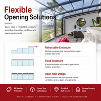 Véranda mobile coulissante en aluminium sur mesure avec toit vitré pour terrasse extérieure de villa – Conception étanche