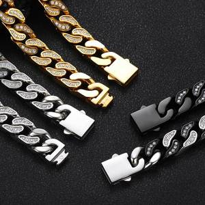 European American Cross-border Hip-hop 12mm <b>Tungsten</b> Zircon Inlaid Unisex Bracelet Four-sided Polished Cuban Chain High-quality - Product Image 6