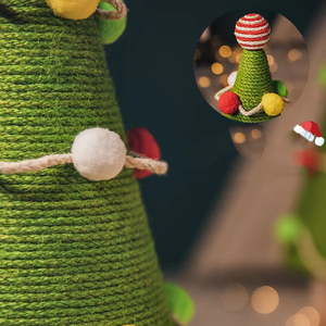 Penggaruk kucing Sisal hijau alami, 5 ukuran pohon Natal bingkai pasang kolom Gerinda kaki tahan aus dan goresan kucing - Product Image 5