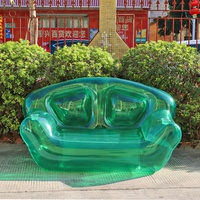 Canapé gonflable de couleur verte transparente siège Double personne chaise soufflante cour Portable canapé gonflable canapé d'air sur Stock