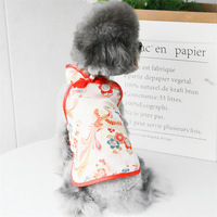 Vêtements pour chiens de luxe, broderie de phénix, cheongsam chinois, vêtements de créateur, été, coton/polyester écologique, manteaux et vestes en gros