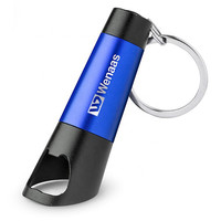 Vente en gros de porte-clés personnalisés avec logo, lampe torche en aluminium à 3 LED avec ouvre-bouteille