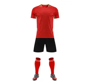 Roupa de futebol personalizada para homens, jovens e crianças, camisa de futebol de secagem rápida, garrafa de malha jacquard de alta qualidade, novo design