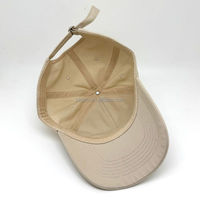 Casquette de baseball ajustable en coton lavé beige uni avec broderie de lettres ARASON en blanc ton sur ton et boucle métallique