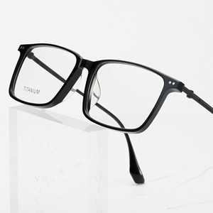 Titanium Rectangle Full Rim <b>Eyeglasses</b> Solid Black Anti-Uv Lightweight Unisex Adults Vision Correction <b>Frames</b> - Product Image 3