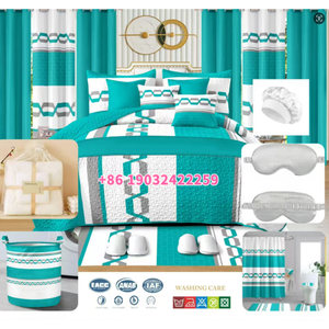 30 Pcs Bộ Đồ Giường Đặt Tấm Rèm Tấm Ga Trải Giường Thương Mại Bán Buôn Sang Trọng Trải Giường Với Thảm Tắm Dệt May Nhà Tấm Thiết Lập - Product Image 1