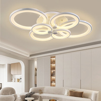 Lampe de plafond contemporaine en acrylique, design multi-cercles, salon, chambre à coucher, AC, trois couleurs, éclairage LED à intensité variable