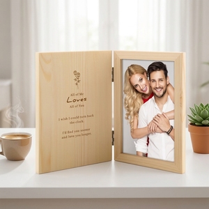 Marco de Fotos Doble de Madera al por Mayor con Grabado Láser para Parejas, Ideal para Aniversarios - Product Image 5