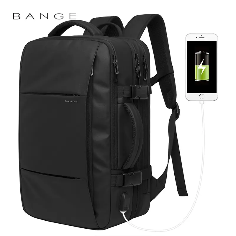 Bange 15.6นิ้ว USB กันน้ำสำหรับผู้ชายกระเป๋าแล็ปท็อปโพลีเอสเตอร์กระเป๋าเป้สะพายหลังสำหรับไปโรงเรียนออกแบบได้ตามต้องการ