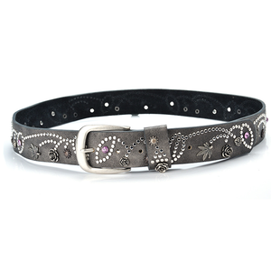 New Fashion PU Leather <strong>Belt</strong> Metal Rivets Grey Wash Vintage Casual Ladies PU <strong>Belts</strong> for Women - Product Image 4