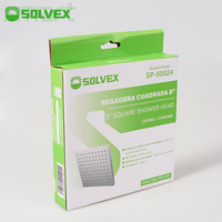 SOLVEX Diskon 6% Shower Head Plastik Persegi ABS & Baja Tahan Karat Lapisan Krom dengan Bola Baja Tahan Karat