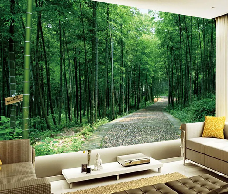 Papel de parede 3d de bambu, decoração de casa, mural de parede, natureza verde, árvore