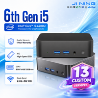 JINING Intel Core i5-6200u Mini PC DDR3 8GB/16GB/32GB 128GB NGFF SSD Ringan Dual Type-C PC Desktop Bisnis Pasokan Grosir