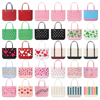 Bolsa de Playa de EVA con Estampado de Logotipo, Impermeable, de Gran Capacidad, Fácil de Limpiar, con Adornos, para Vacaciones y Viajes