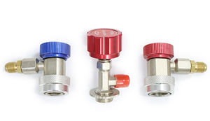 Juego de manómetros de colector de CA de 3 vías para refrigerantes R134A con adaptadores de tanque Acme de manguera de 5 pies, acopladores rápidos y grifo de lata - Product Image 3