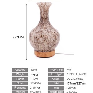 Diffuseur d'arômes en verre artisanal 0,5 L, ultra silencieux, avec veilleuse, pour usage domestique et commercial - Product Image 5