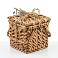 Handgewebter Weidenkorb Geschenkbox Weiden-Picknickkorb Rechteckiger Aufbewahrungskorb mit Deckel und Griff