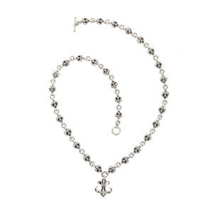 Pendentif Fleur d'Ancre Diamanté, Version Haut de Gamme, Collier Chaîne en Bambou Plaqué Argent, Chaîne de Pull Unisexe Personnalisée, Style Rétro Maritime - Product Image 1